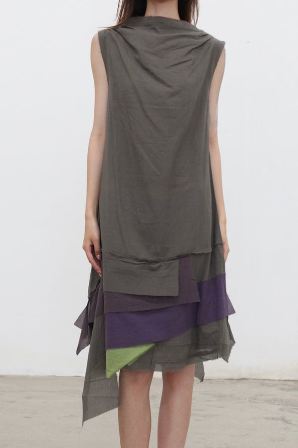 VeniceW 25 Autumn and Winter Spliced Layered Hem Dress VCW-D2-Byzantine Brown